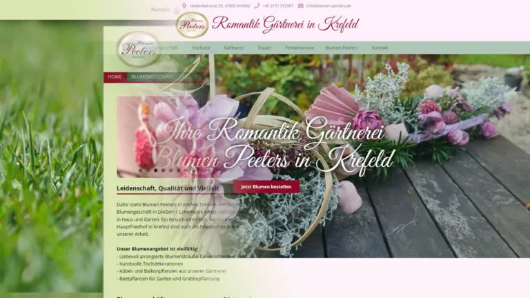 Blumen Peeters: Neue Website mit Romantik-Touch